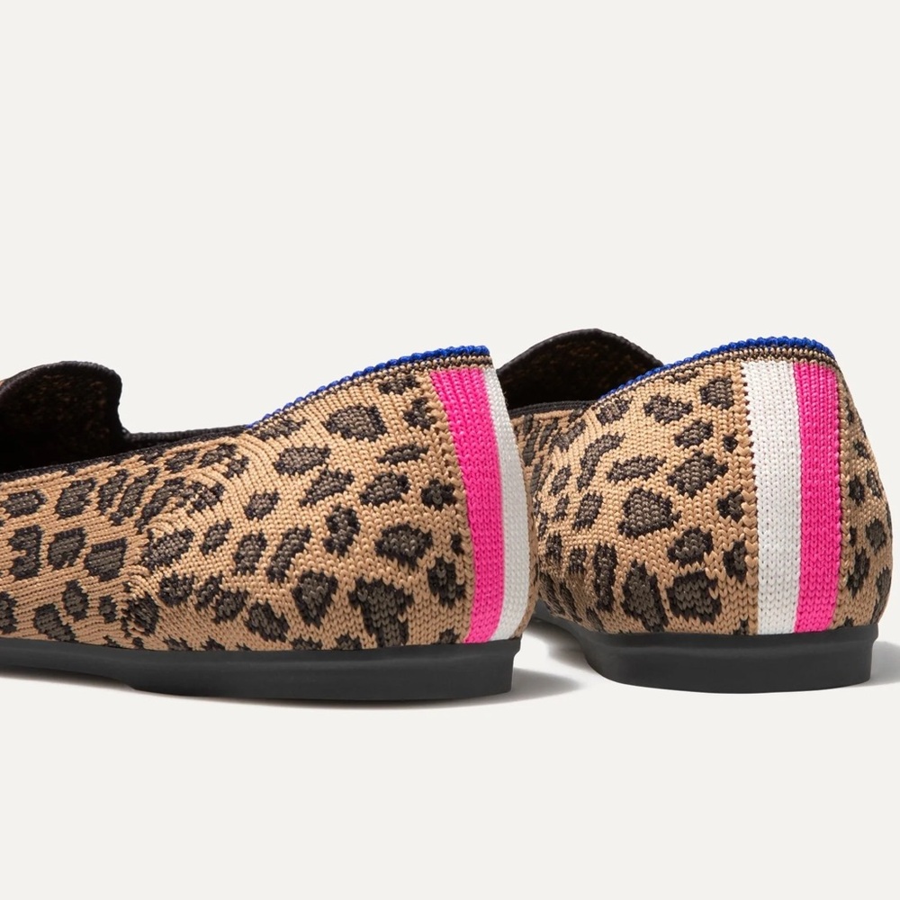 Rothy's The Kids Loafer - Cheetah print with with Blue trim - Picture 3 of 9